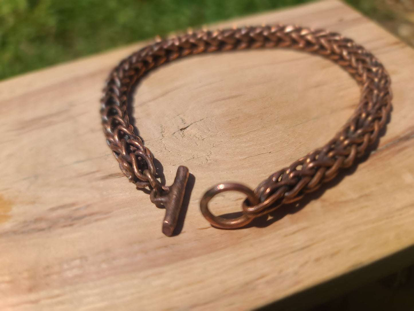Handmade Pure Copper Bracelet – 9.5" / 24cm – Rustic Wellness Jewelry for Men