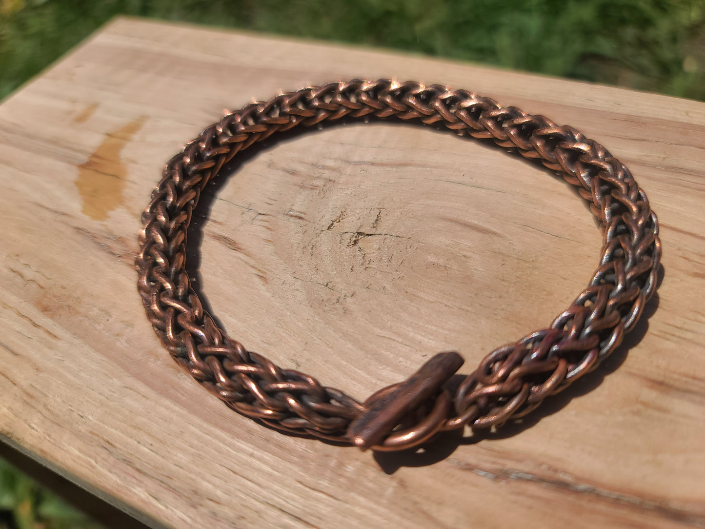 Handmade Pure Copper Bracelet – 9.5" / 24cm – Rustic Wellness Jewelry for Men